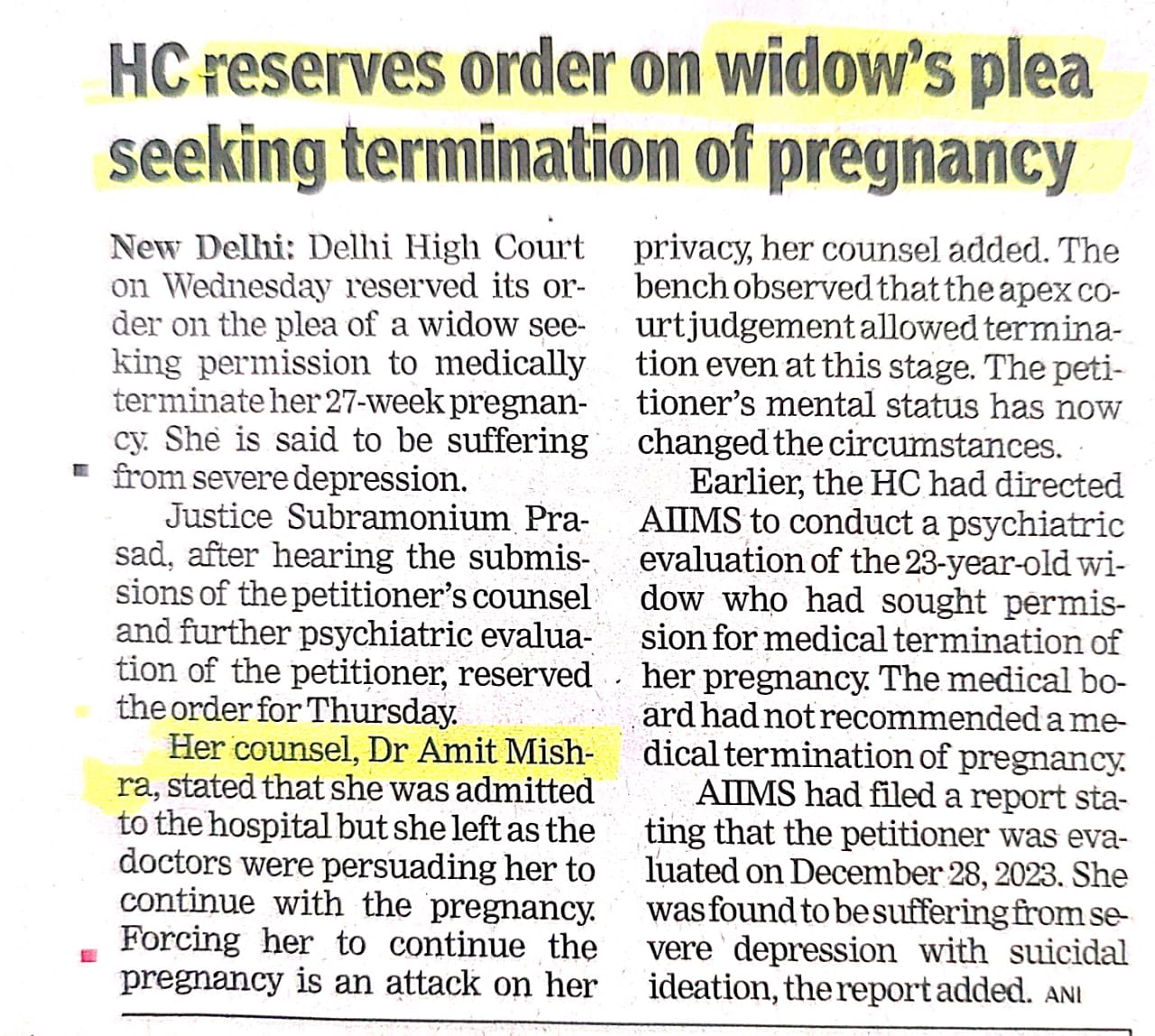 Legal Team of Dr. Rupali Mishra for Abortion in India