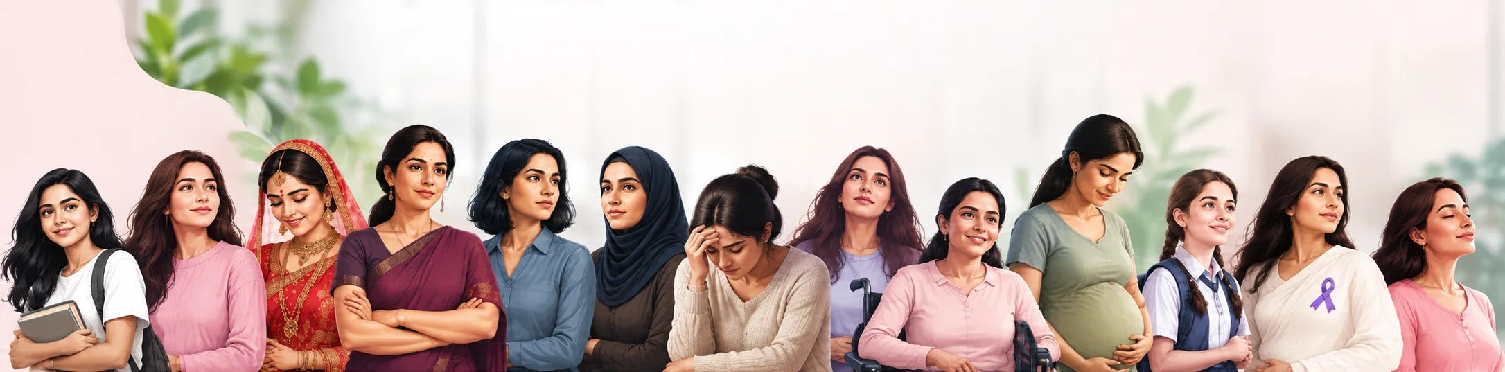 Women representing different circumstances